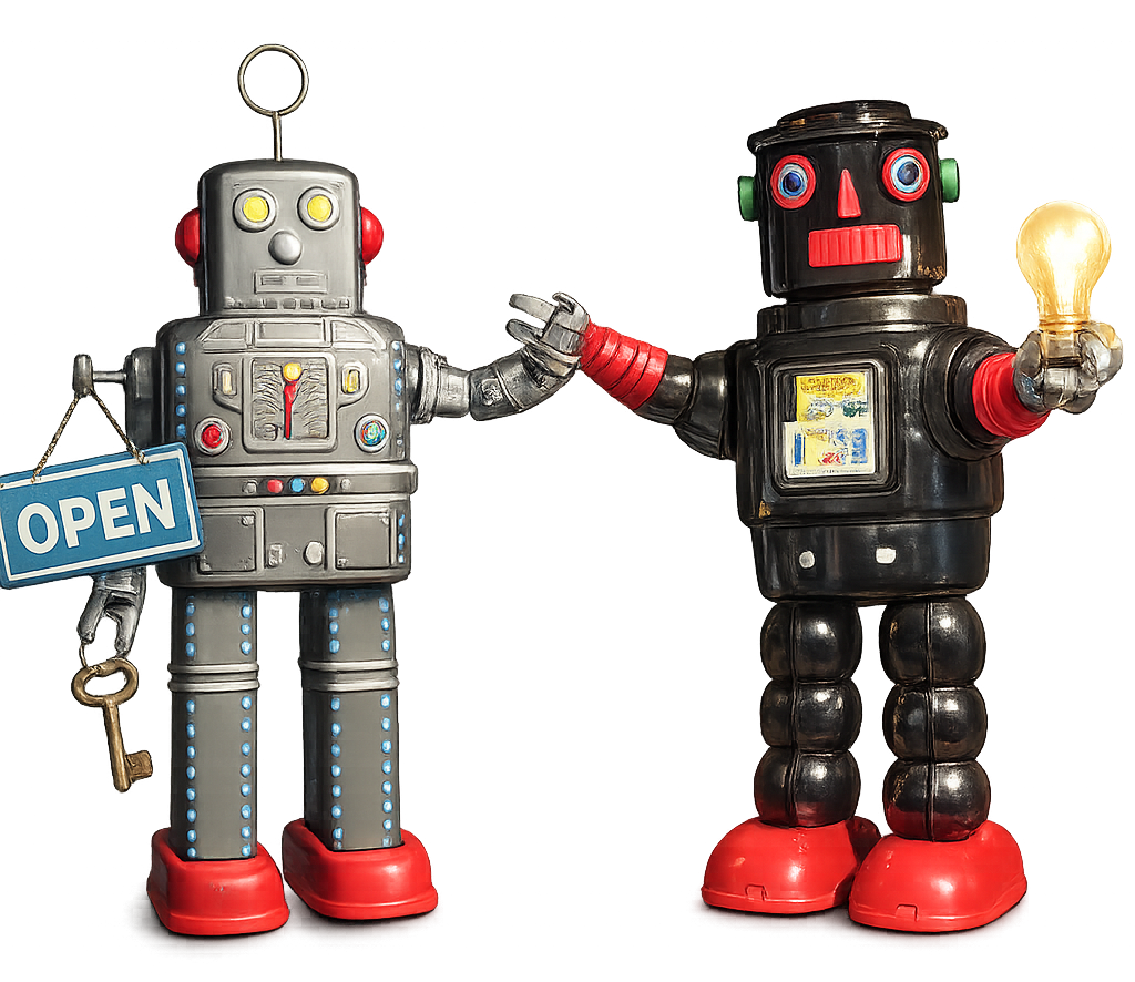 robots dando bienvenida